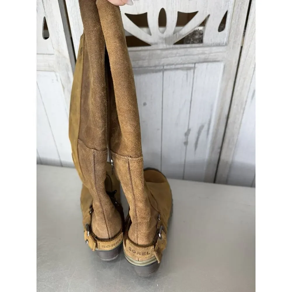 Sorel Womens Slimboot Oiled Leather Suede Waterproof Tall Riding Boots Size 7.5